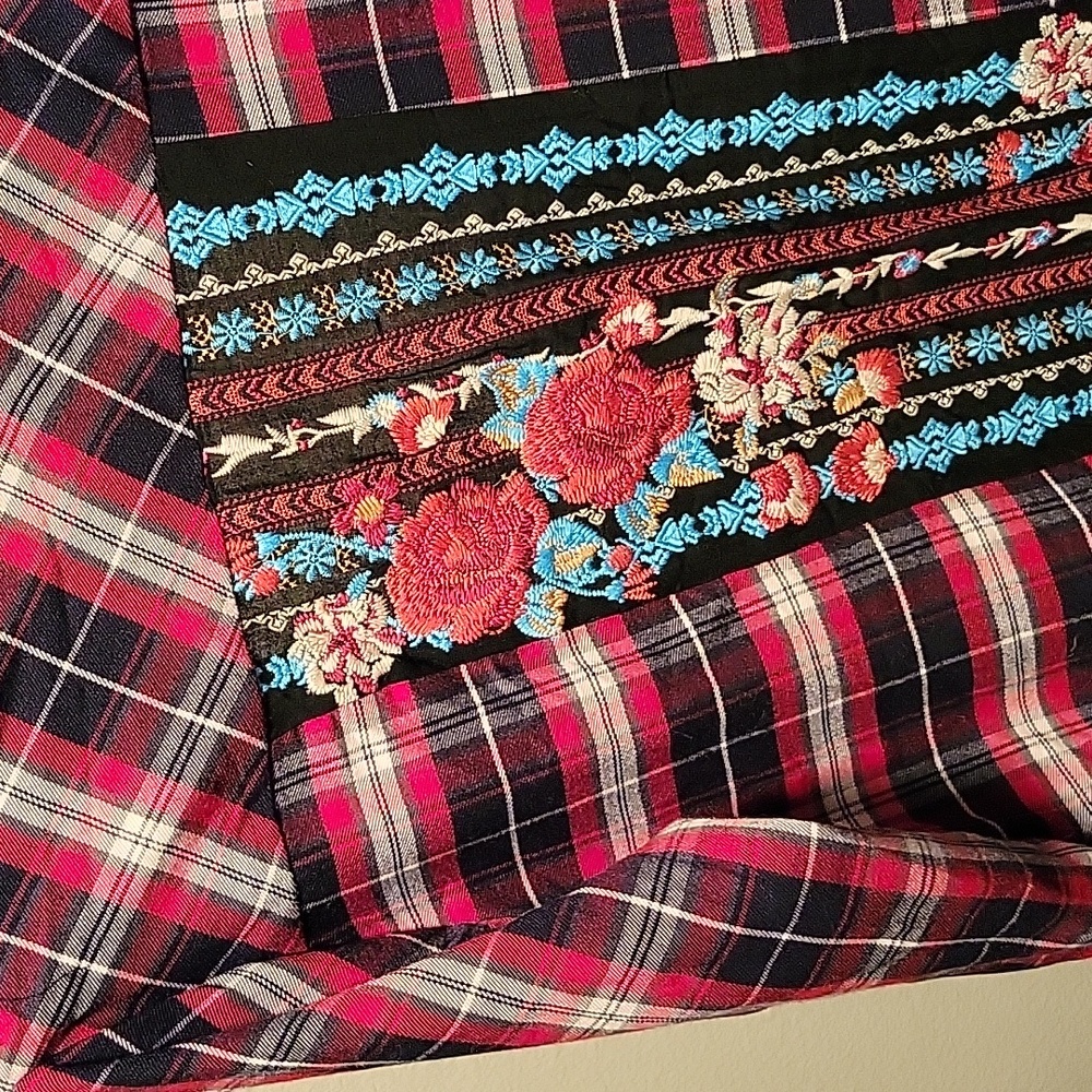 Flannel western embroidered duster